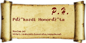 Pákozdi Honoráta névjegykártya